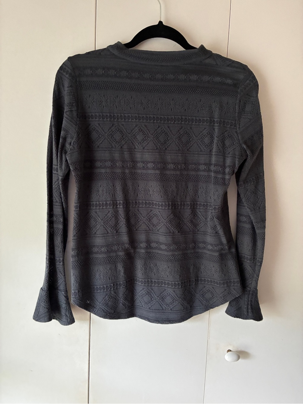 Loft Fashion Dark Gray Textured Long-Sleeve Top